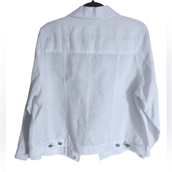 CAROL LITTLE Woman’s Jean Linen Jacket White Button-Up Size 1X Casual Button Up - Picture 6 of 12